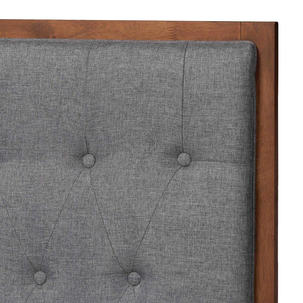 Walnut Brown Finished Wood King Size Platform Bed. Picture 15
