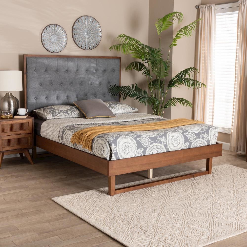 Walnut Brown Finished Wood King Size Platform Bed. Picture 18