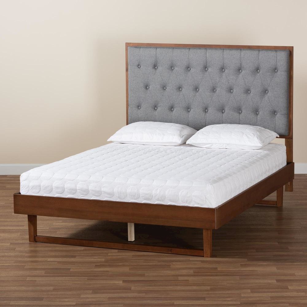 Walnut Brown Finished Wood King Size Platform Bed. Picture 19