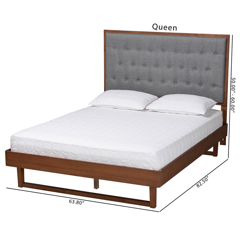 Walnut Brown Finished Wood King Size Platform Bed. Picture 20