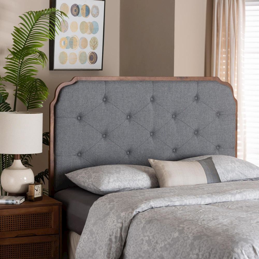 Walnut Brown Finished Wood King Size Headboard. Picture 14
