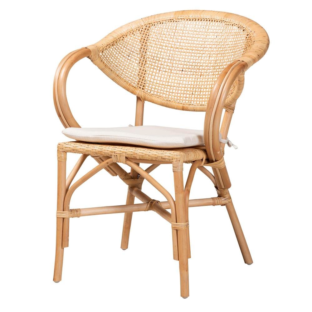 bali & pari Varick Modern Bohemian Natural Brown Finished Rattan Dining Chair. Picture 11
