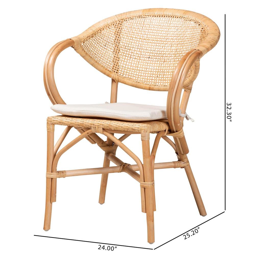 bali & pari Varick Modern Bohemian Natural Brown Finished Rattan Dining Chair. Picture 20