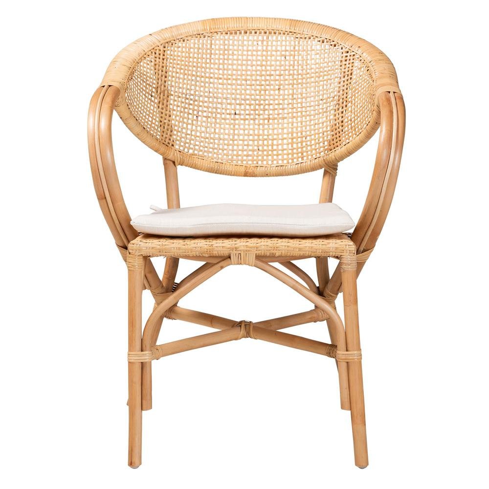 bali & pari Varick Modern Bohemian Natural Brown Finished Rattan Dining Chair. Picture 12