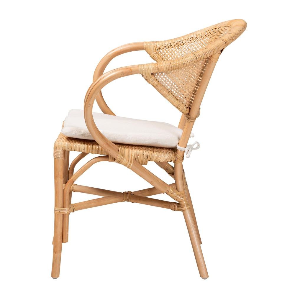 bali & pari Varick Modern Bohemian Natural Brown Finished Rattan Dining Chair. Picture 13
