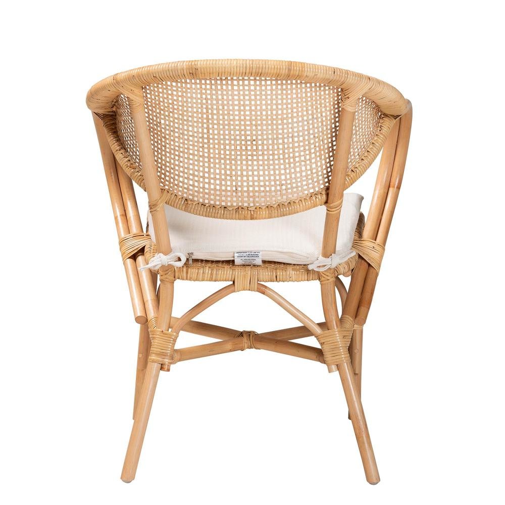 bali & pari Varick Modern Bohemian Natural Brown Finished Rattan Dining Chair. Picture 14