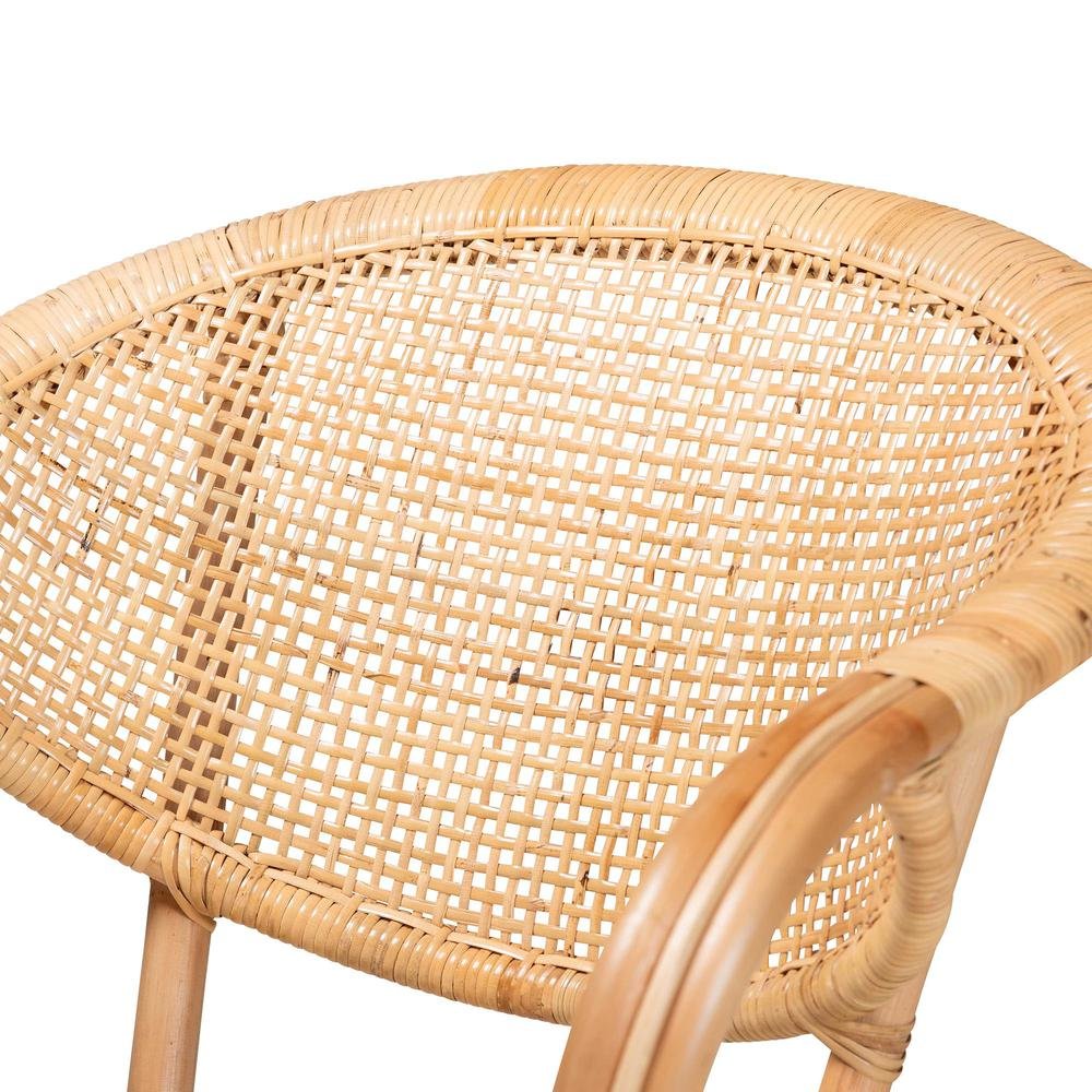 bali & pari Varick Modern Bohemian Natural Brown Finished Rattan Dining Chair. Picture 15