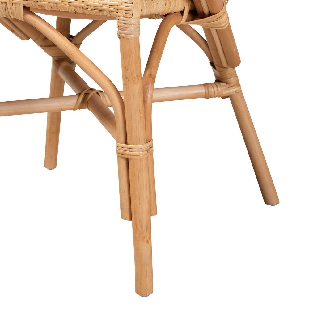 bali & pari Varick Modern Bohemian Natural Brown Finished Rattan Dining Chair. Picture 16