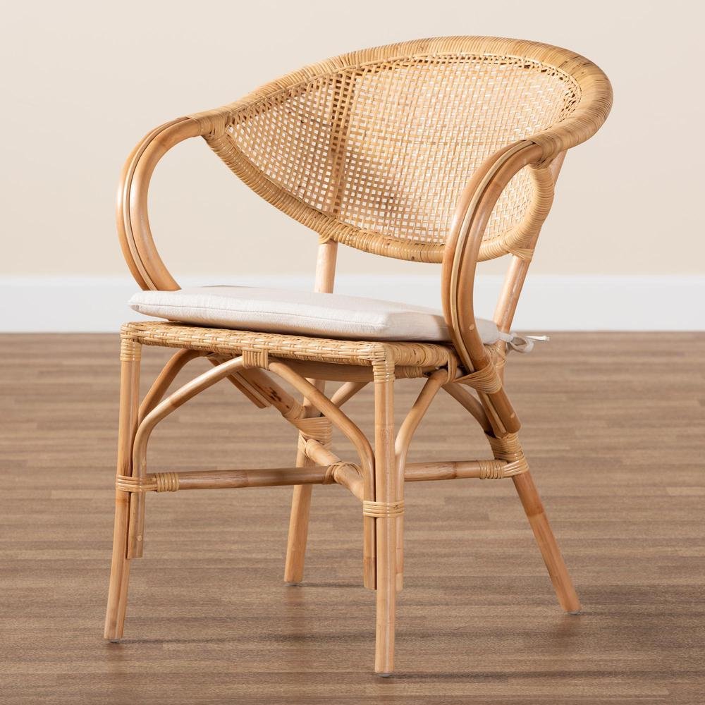bali & pari Varick Modern Bohemian Natural Brown Finished Rattan Dining Chair. Picture 19