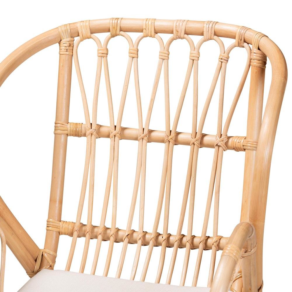 bali & pari Caelia Modern Bohemian Natural Brown Rattan and Black Metal Chair. Picture 15