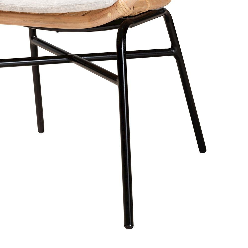 bali & pari Caelia Modern Bohemian Natural Brown Rattan and Black Metal Chair. Picture 16
