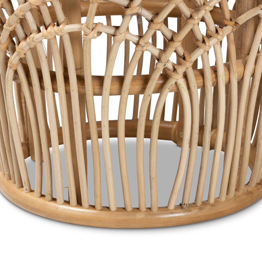 bali & pari Edena Modern Bohemian Natural Brown Finished Rattan End Table. Picture 8
