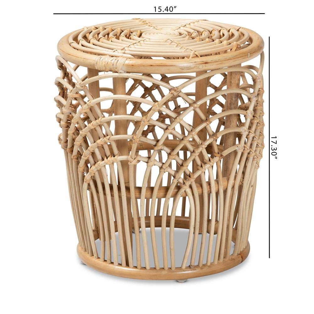 bali & pari Edena Modern Bohemian Natural Brown Finished Rattan End Table. Picture 12