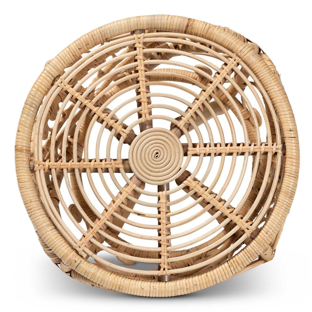 bali & pari Saranna Modern Bohemian Natural Brown Finished Rattan End Table. Picture 5