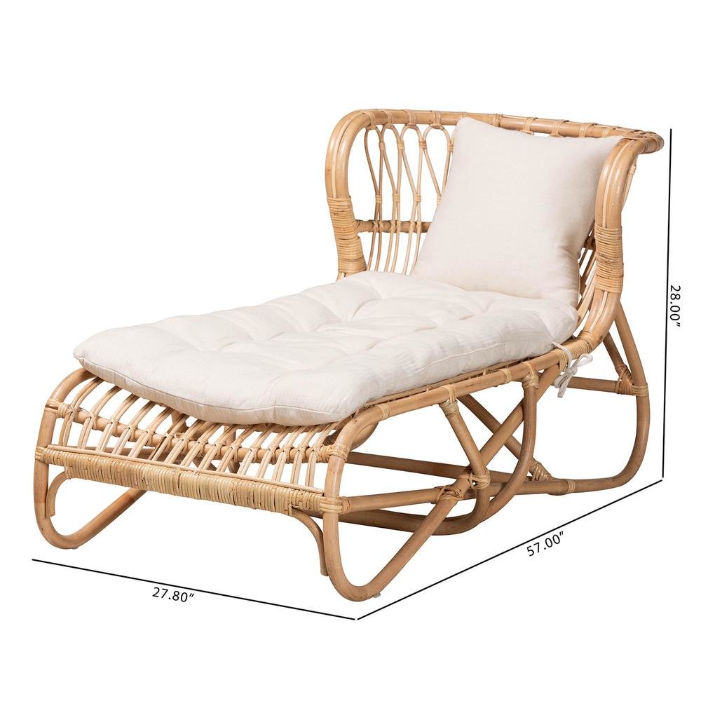 bali & pari Delara Modern Bohemian Natural Brown Rattan Chaise. Picture 20
