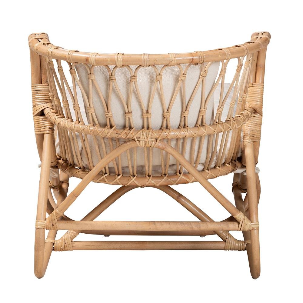 bali & pari Delara Modern Bohemian Natural Brown Rattan Chaise. Picture 14
