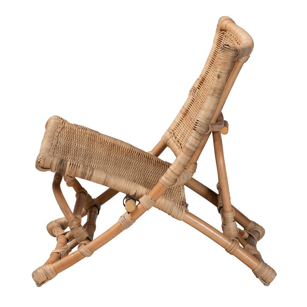 Bohemian Natural Brown Antique Rattan Foldable Lounge Chair. Picture 14