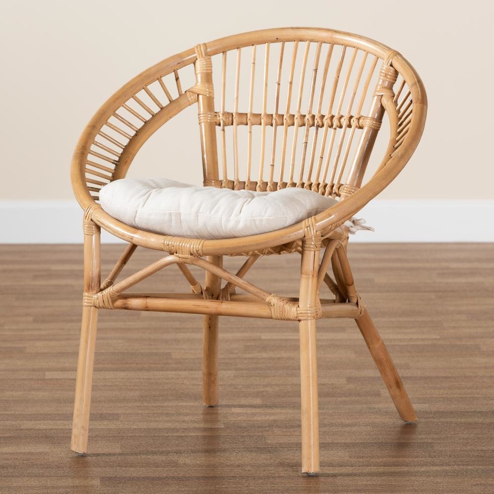 bali & pari Adrina Modern Bohemian Natural Brown Rattan Dining Chair. Picture 19