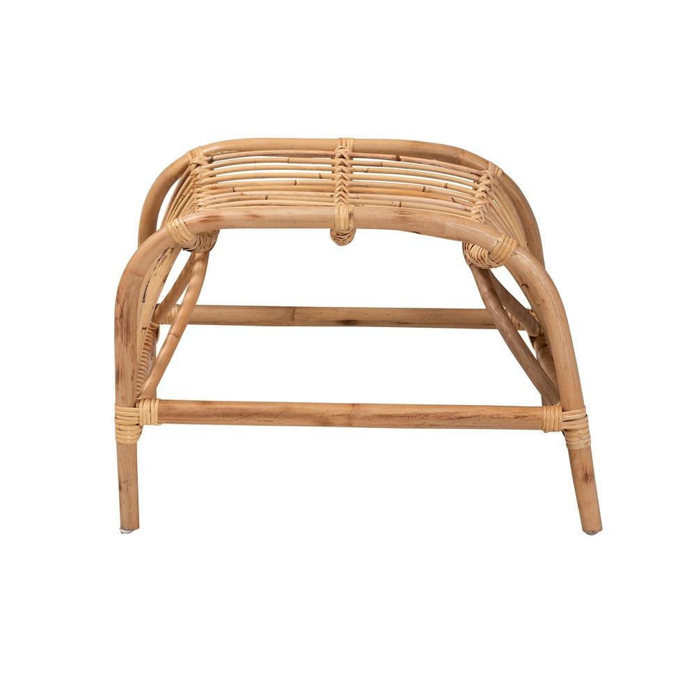 bali & pari Lamaria Modern Bohmenian Natural Brown Antique Rattan Footstool. Picture 10