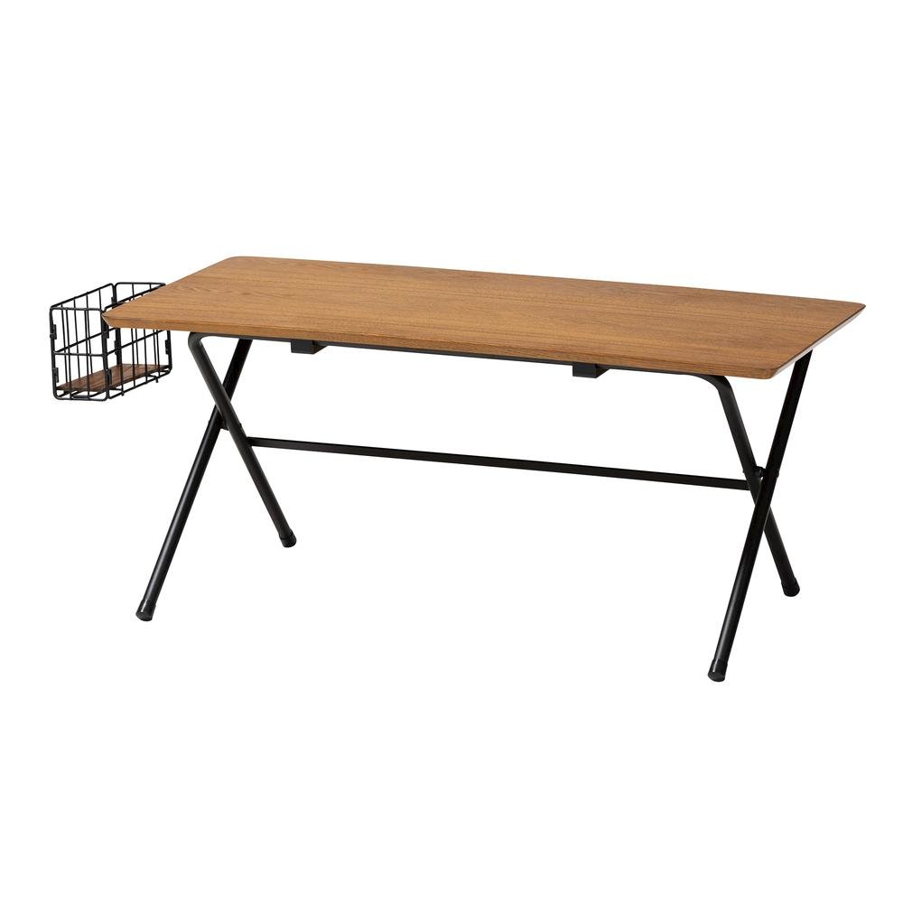 Mariela Natural Brown and Black Low Profile Coffee Table with Basket. Picture 1