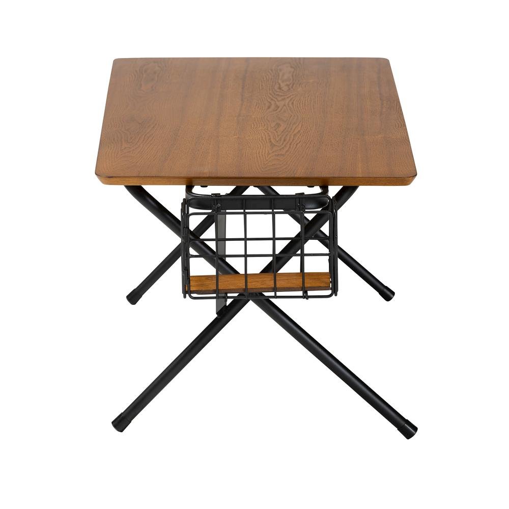 Mariela Natural Brown and Black Low Profile Coffee Table with Basket. Picture 4