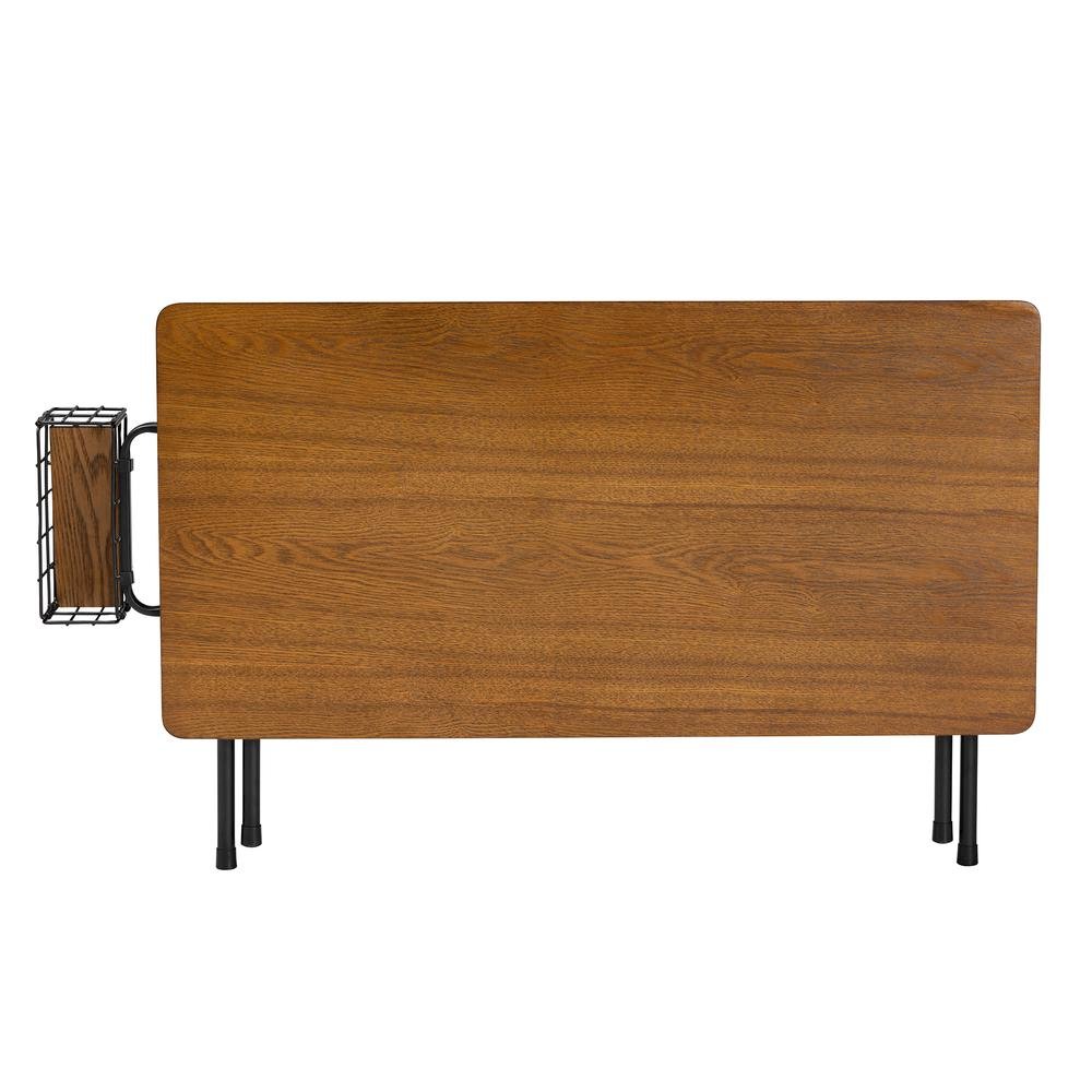 Mariela Natural Brown and Black Low Profile Coffee Table with Basket. Picture 5