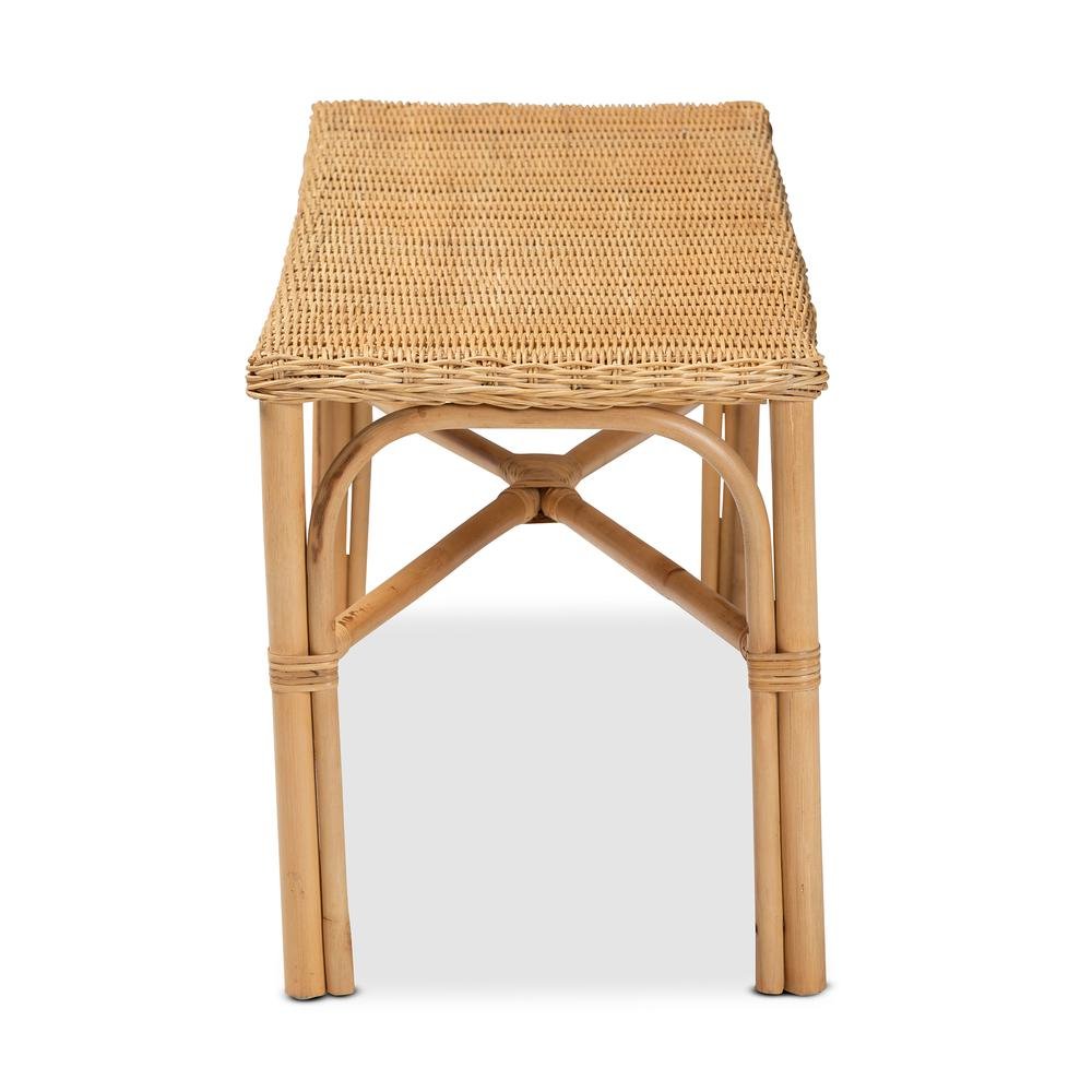 bali & pari Cacaban Modern Bohemian Natural Brown Rattan Accent Bench. Picture 11