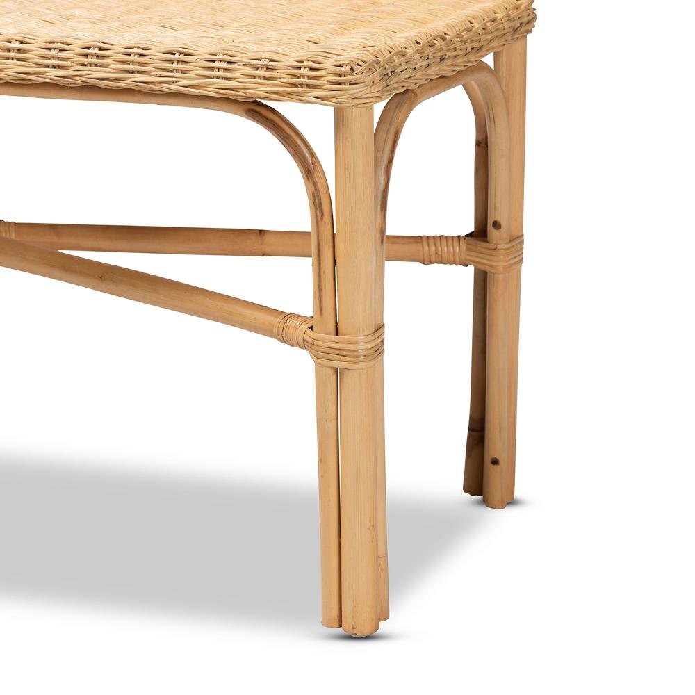 bali & pari Cacaban Modern Bohemian Natural Brown Rattan Accent Bench. Picture 12