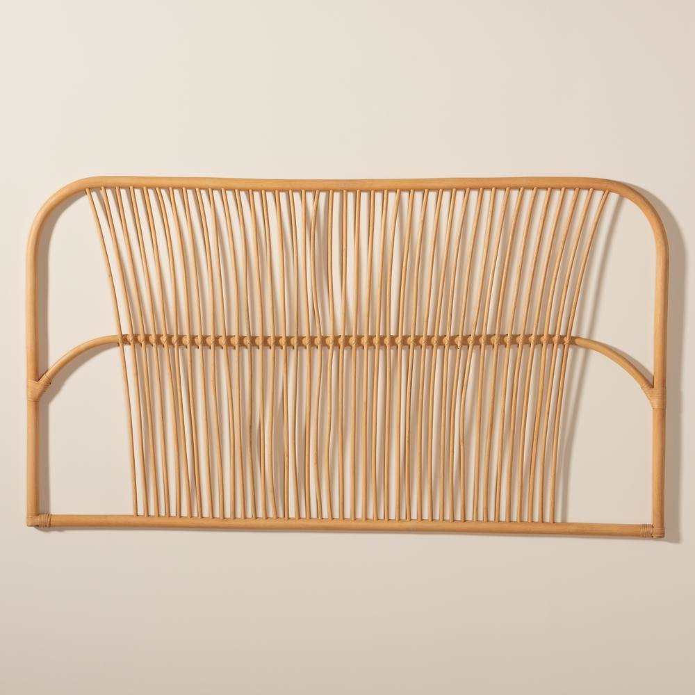 Bohemian Natural Brown Rattan Queen Size Wall-mount Headboard. Picture 13