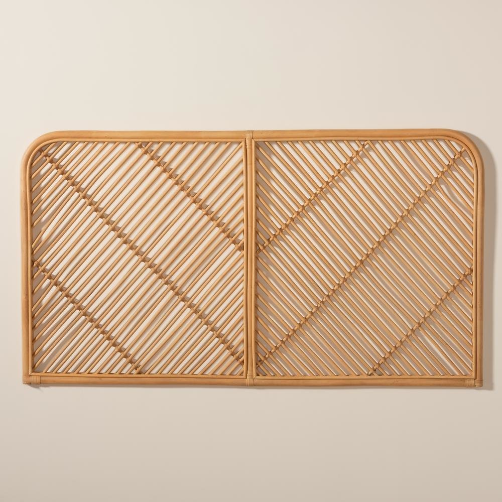 Bohemian Natural Brown Rattan Queen Size Wall-mount Headboard. Picture 13