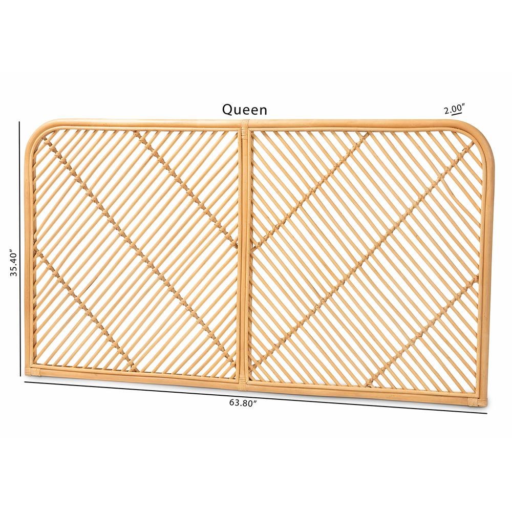 Bohemian Natural Brown Rattan Queen Size Wall-mount Headboard. Picture 14
