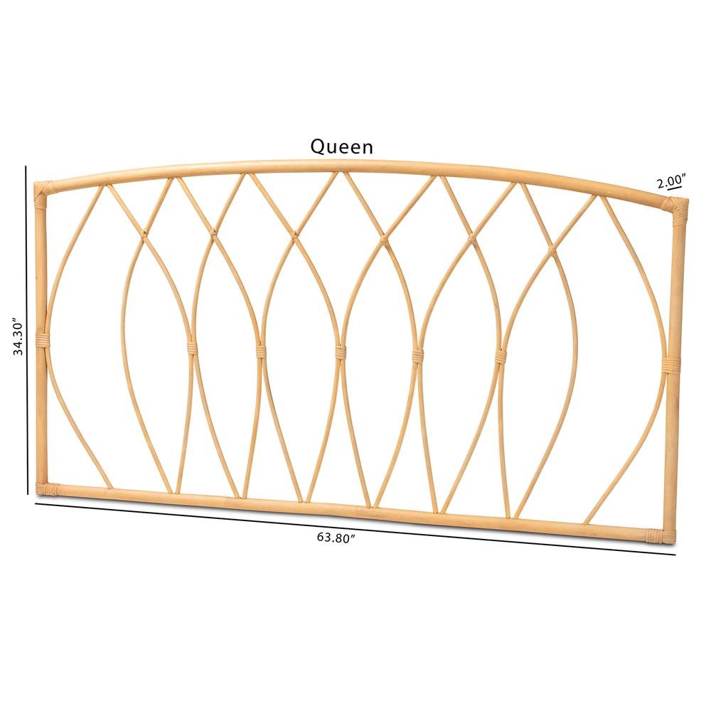 Bohemian Natural Brown Rattan Queen Size Wall-mount Headboard. Picture 14