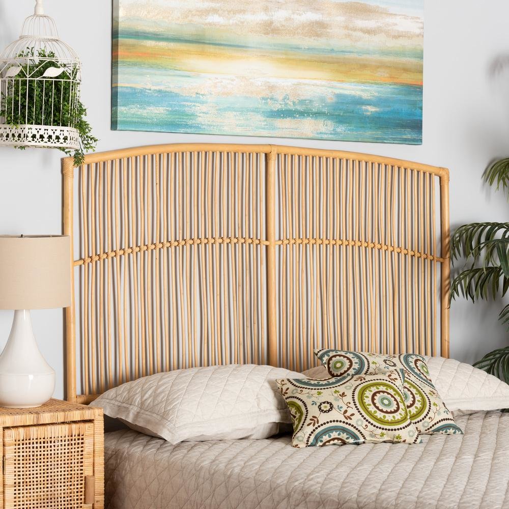 Bohemian Natural Brown Rattan Queen Size Wall-mount Headboard. Picture 12