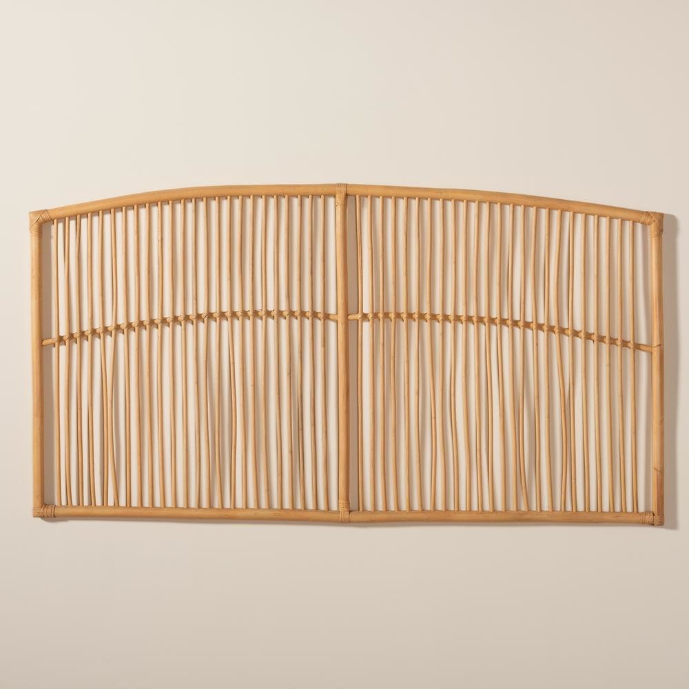 Bohemian Natural Brown Rattan Queen Size Wall-mount Headboard. Picture 13