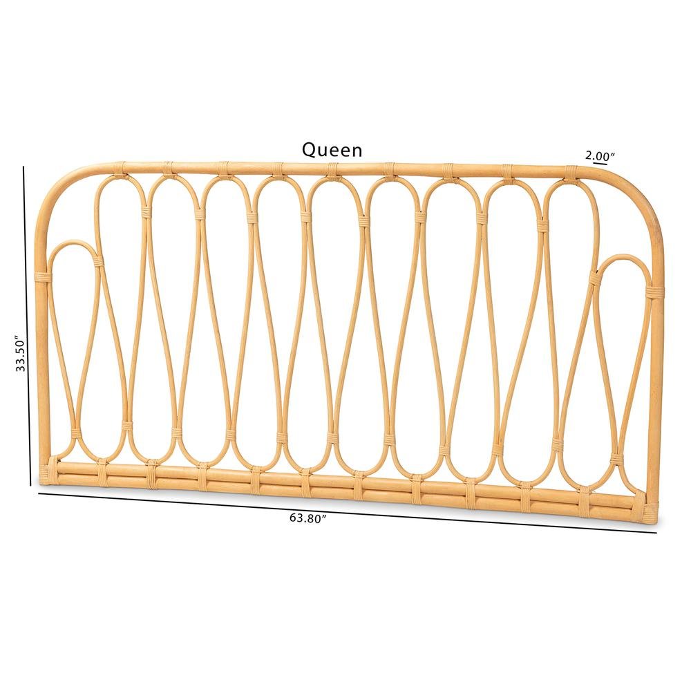 Bohemian Natural Brown Rattan Queen Size Wall-mount Headboard. Picture 14