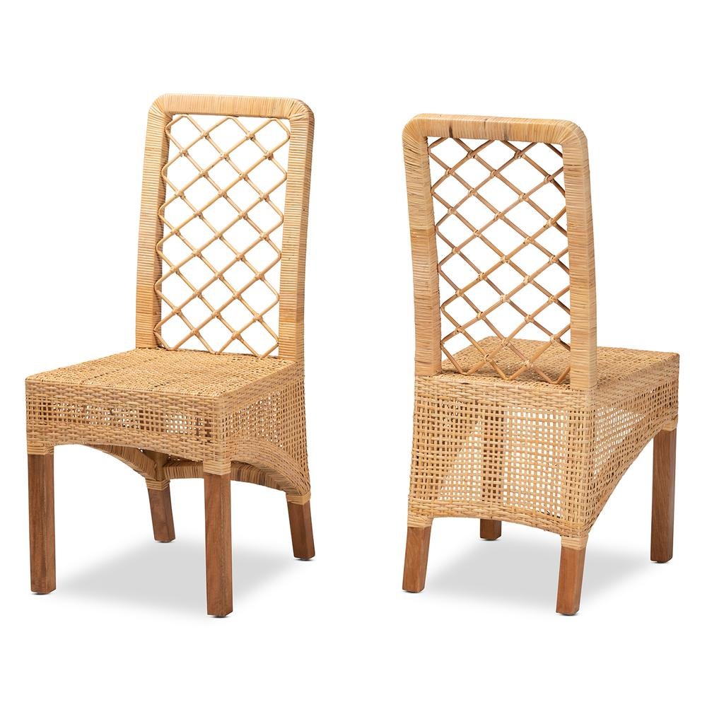 Walnut Brown Mahogany Wood 2-Piece Dining Chair Set. Picture 10