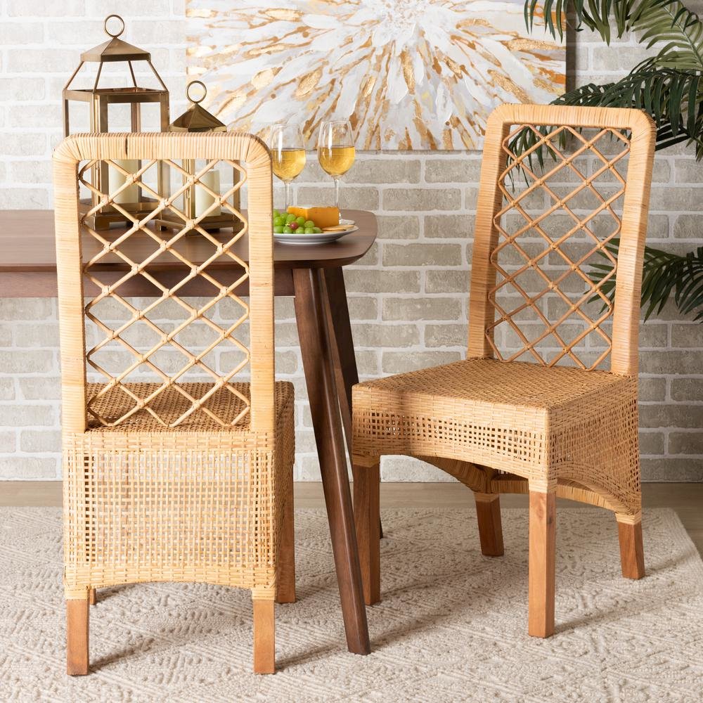 Walnut Brown Mahogany Wood 2-Piece Dining Chair Set. Picture 16