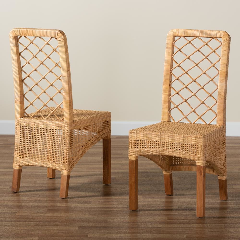 Walnut Brown Mahogany Wood 2-Piece Dining Chair Set. Picture 17