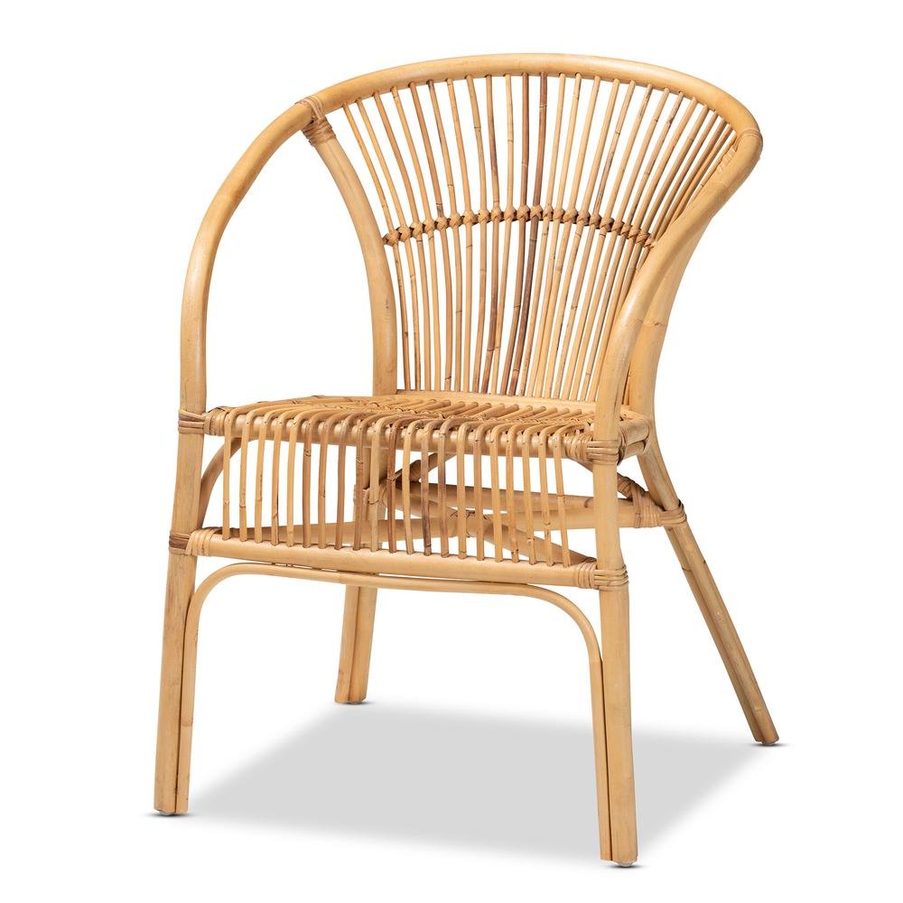 bali & pari Murai Modern Bohemian Natural Brown Rattan Dining Chair. Picture 11