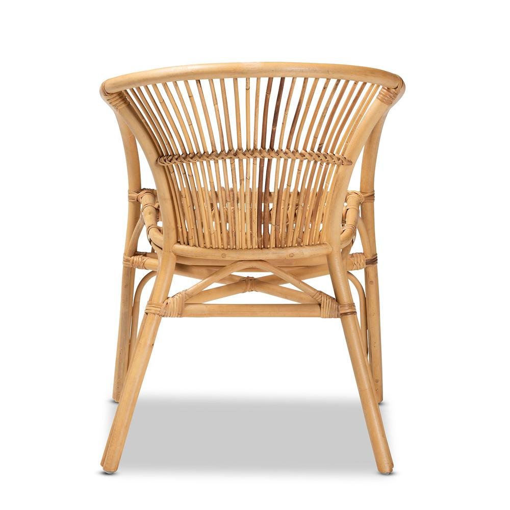 bali & pari Murai Modern Bohemian Natural Brown Rattan Dining Chair. Picture 14