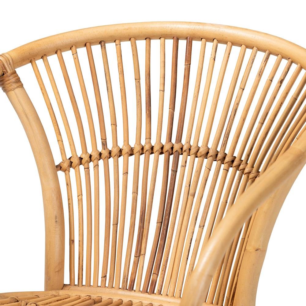 bali & pari Murai Modern Bohemian Natural Brown Rattan Dining Chair. Picture 15