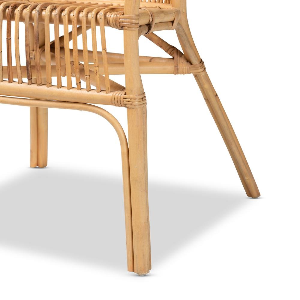 bali & pari Murai Modern Bohemian Natural Brown Rattan Dining Chair. Picture 16