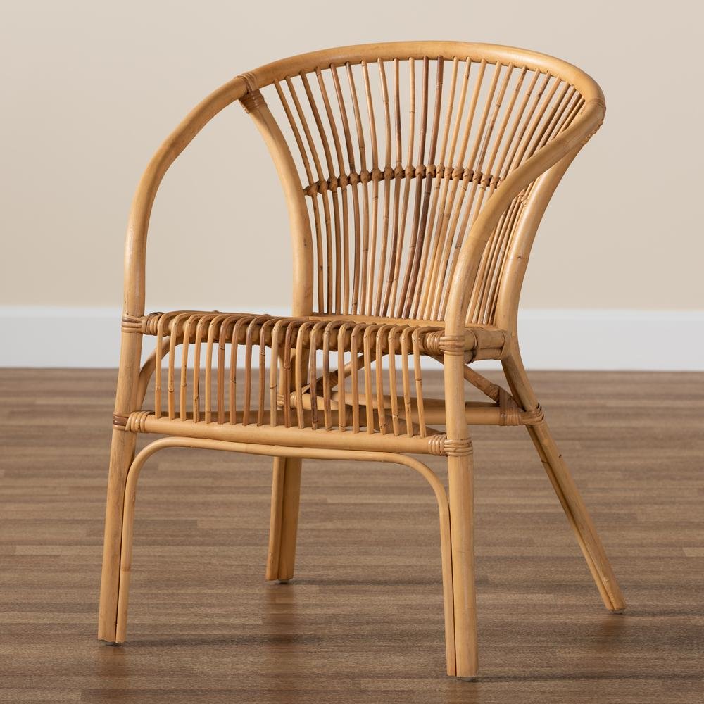 bali & pari Murai Modern Bohemian Natural Brown Rattan Dining Chair. Picture 19