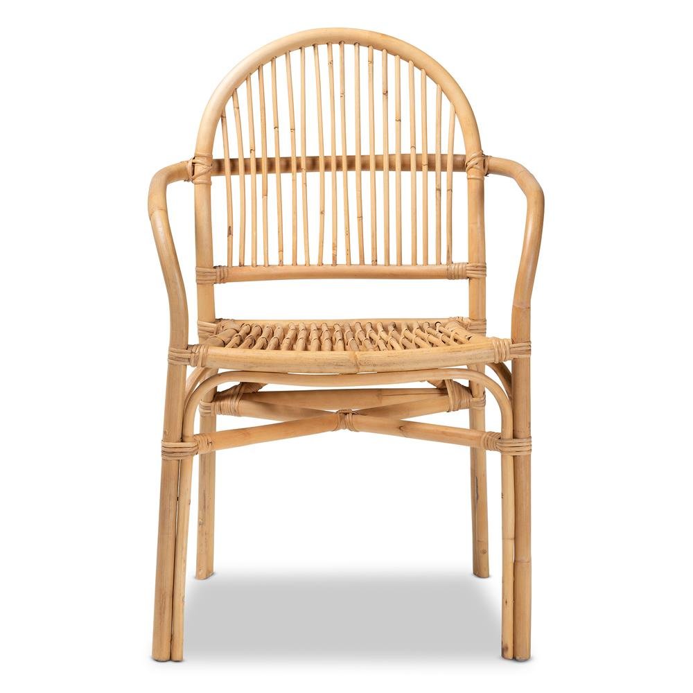 bali & pari Tugera Modern Bohemian Natural Brown Rattan Dining Chair. Picture 12