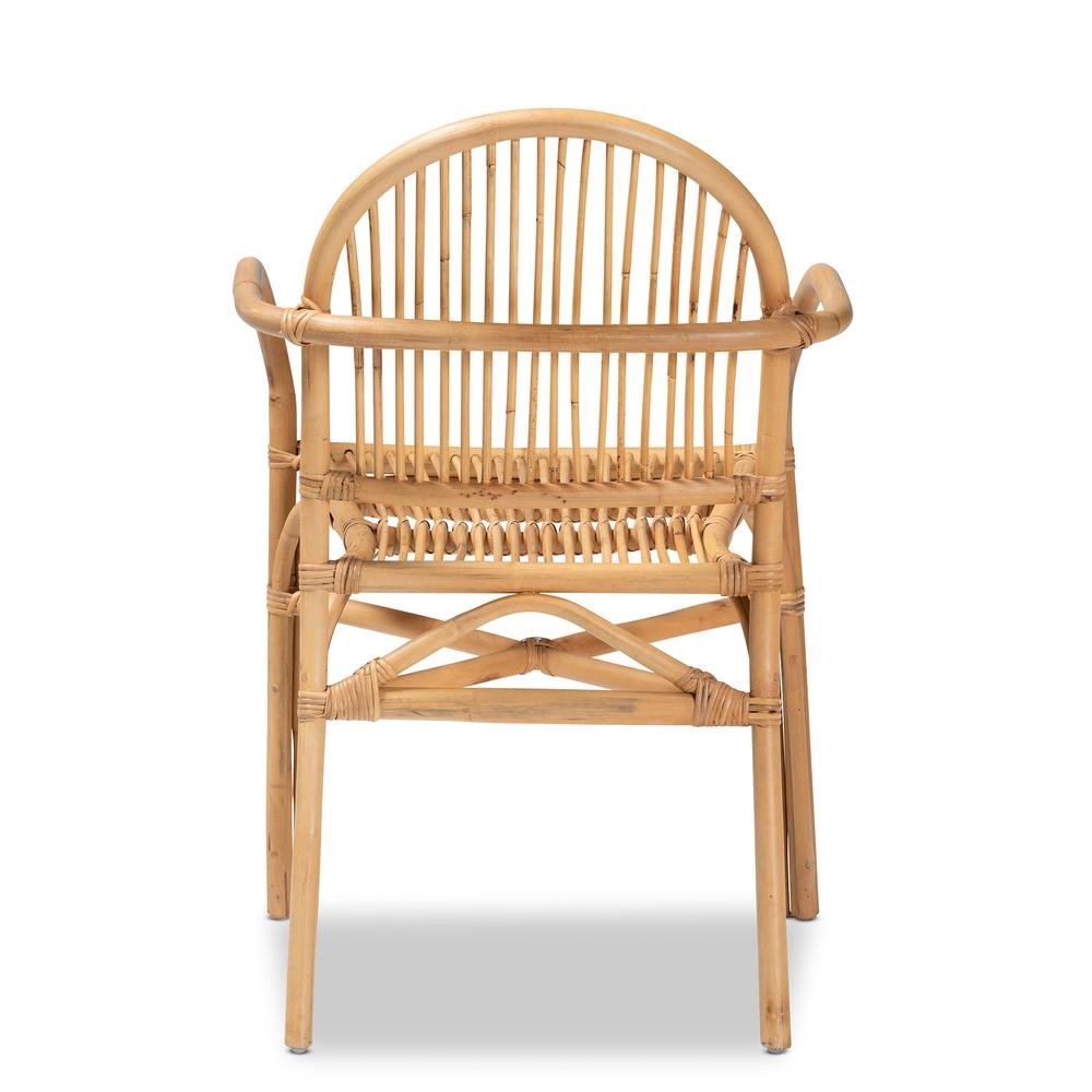 bali & pari Tugera Modern Bohemian Natural Brown Rattan Dining Chair. Picture 14