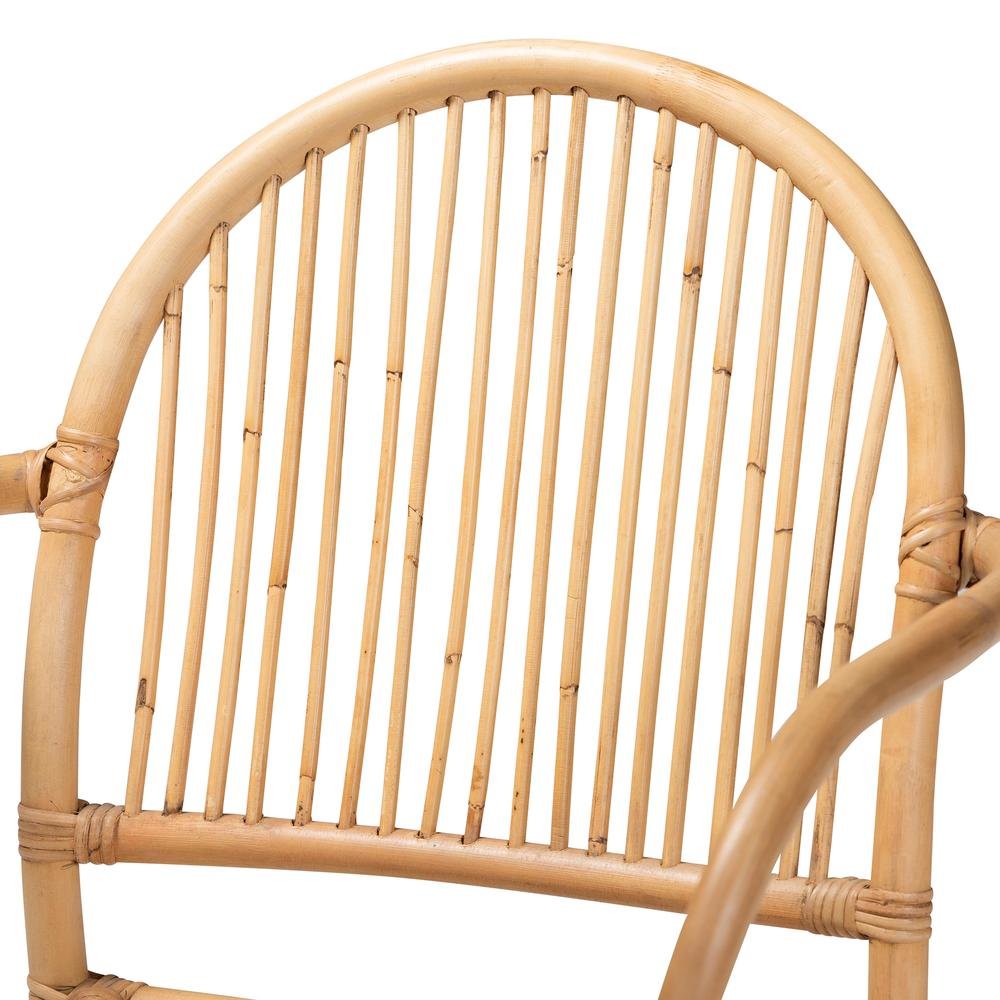 bali & pari Tugera Modern Bohemian Natural Brown Rattan Dining Chair. Picture 15
