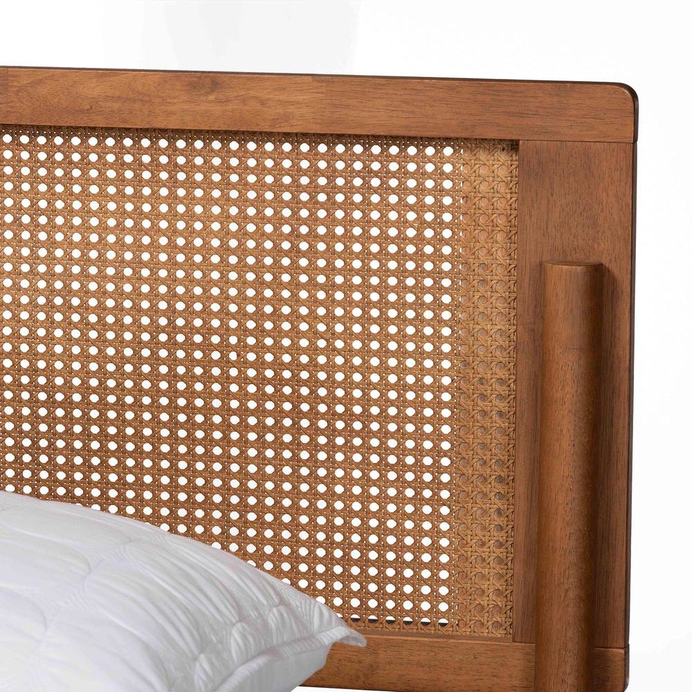 Gardwin Mid-Century Modern Ash Walnut Finished Wood Queen Size Platform Bed. Picture 14