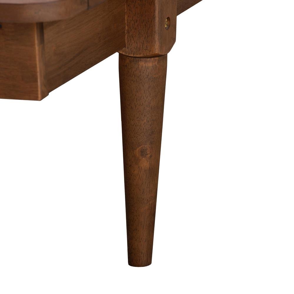 Flint Mid-Century Modern Ash Walnut Finished Wood Queen Size Platform Bed. Picture 15