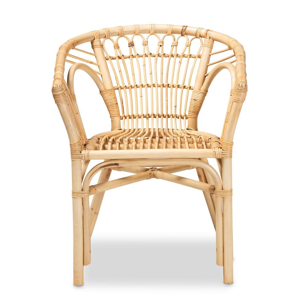 bali & pari Kaka Modern Bohemian Natural Brown Rattan Dining Chair. Picture 12