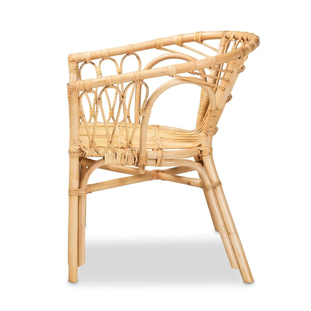 bali & pari Kaka Modern Bohemian Natural Brown Rattan Dining Chair. Picture 13
